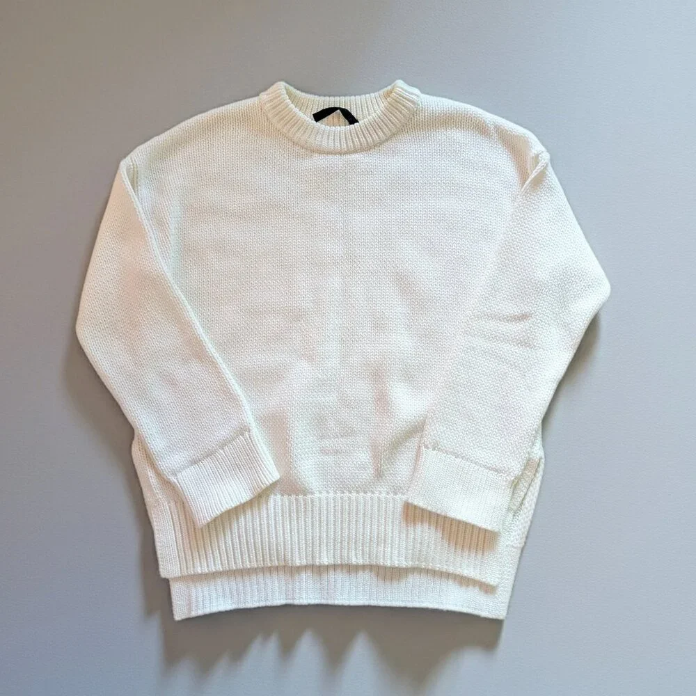 Jenni Kayne chunky crewneck cotton sweater in ivory white Size XS NWOT - Picture 5 of 11